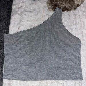 Gray One-Shoulder Women's Top